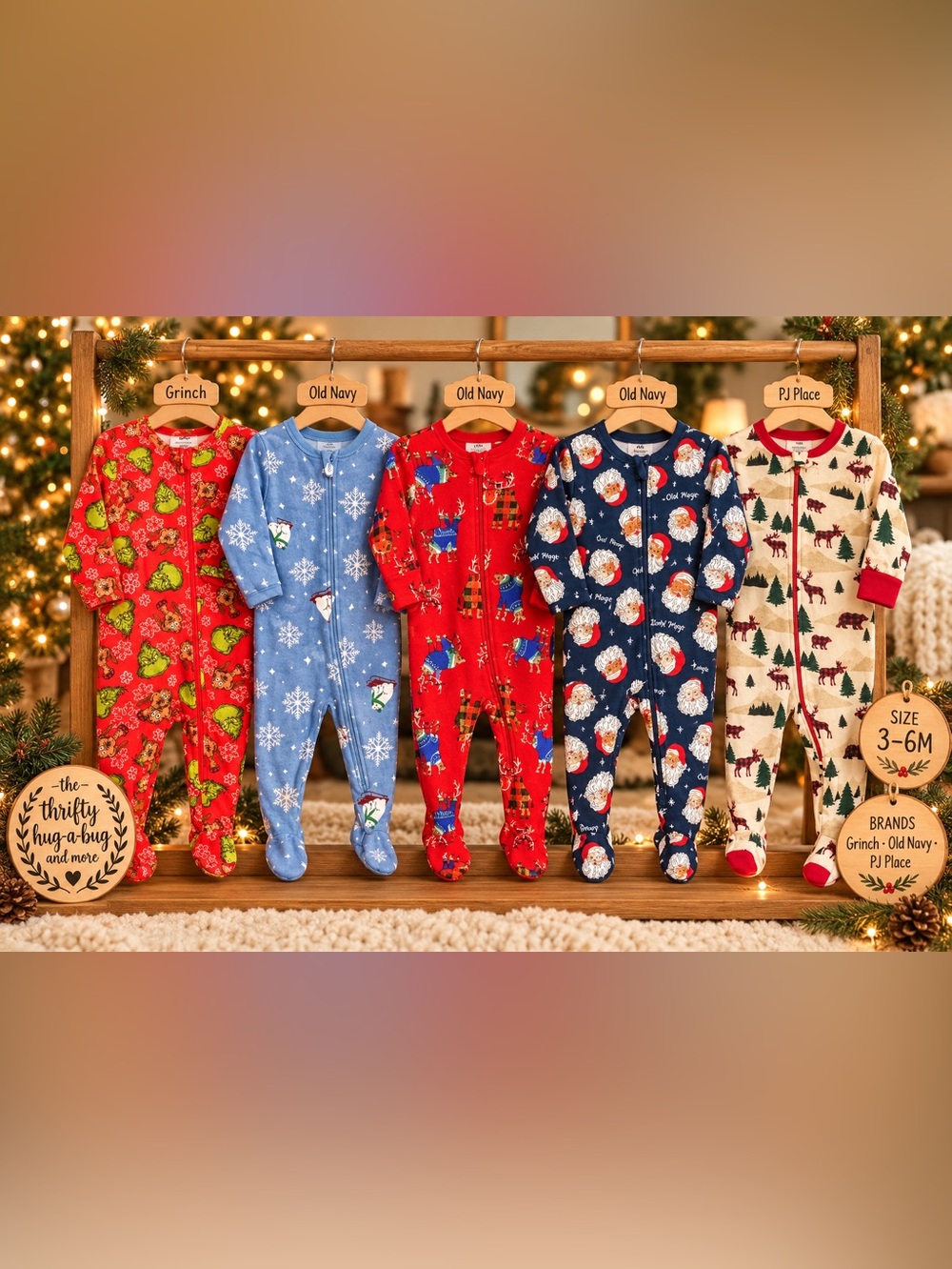 Christmas Baby Sleeper Bundle 3–6M Grinch Old Navy PJ Place 5 Pieces